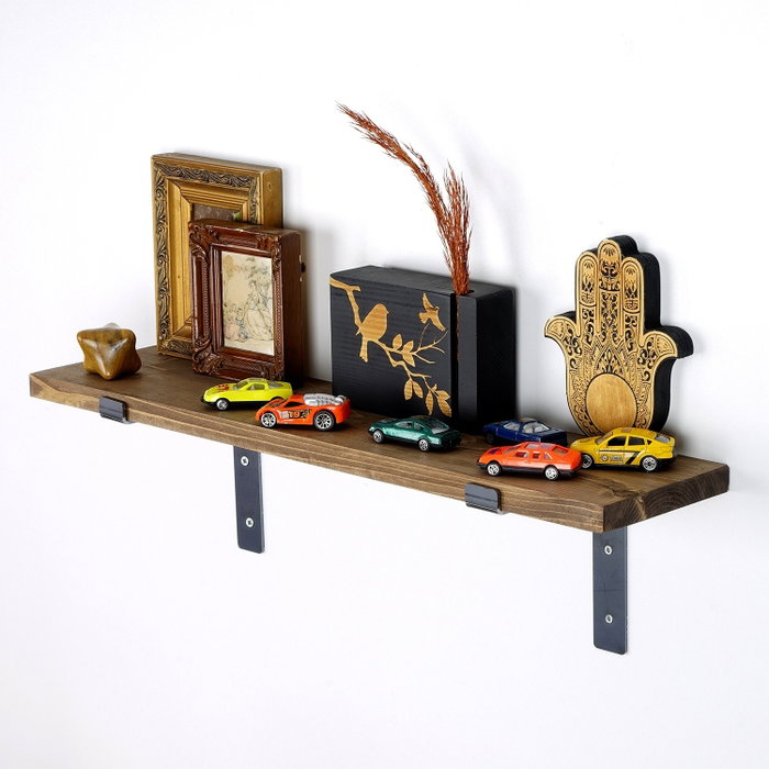 Hanah Home Lam002 Estantería Decorativa de Pared en Madera y Metal Negro y Nogal Hanah Home Lam002 Estantería Decorativa de Pared en Madera y Metal Negro y Nogal
